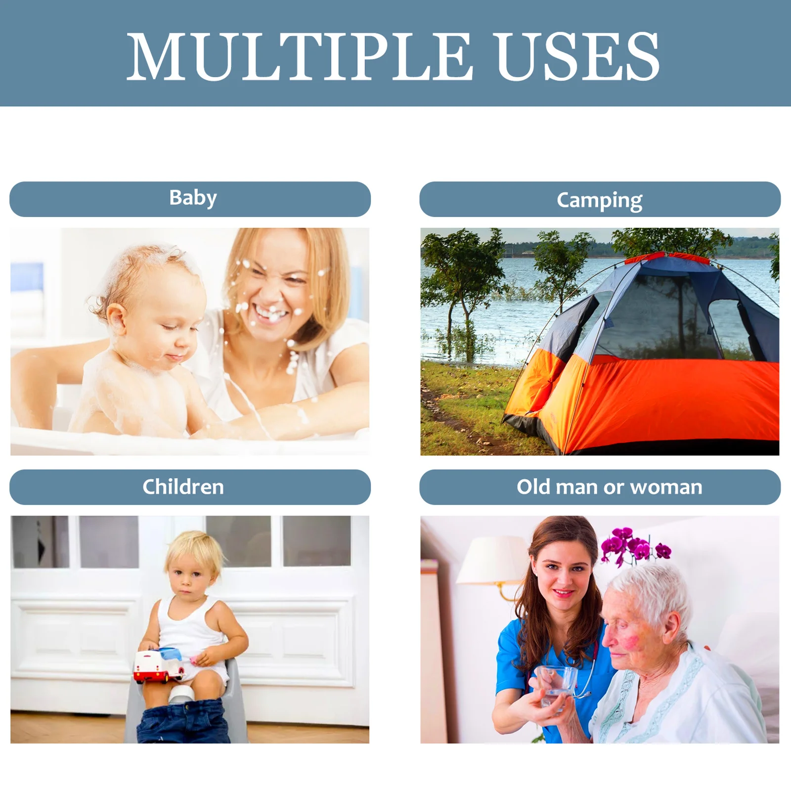 Botol Urinal Dewasa dari Plastik Ringan dengan Tutup Tertutup Rapat, Portabel dan Praktis untuk Anak-anak dan Lansia