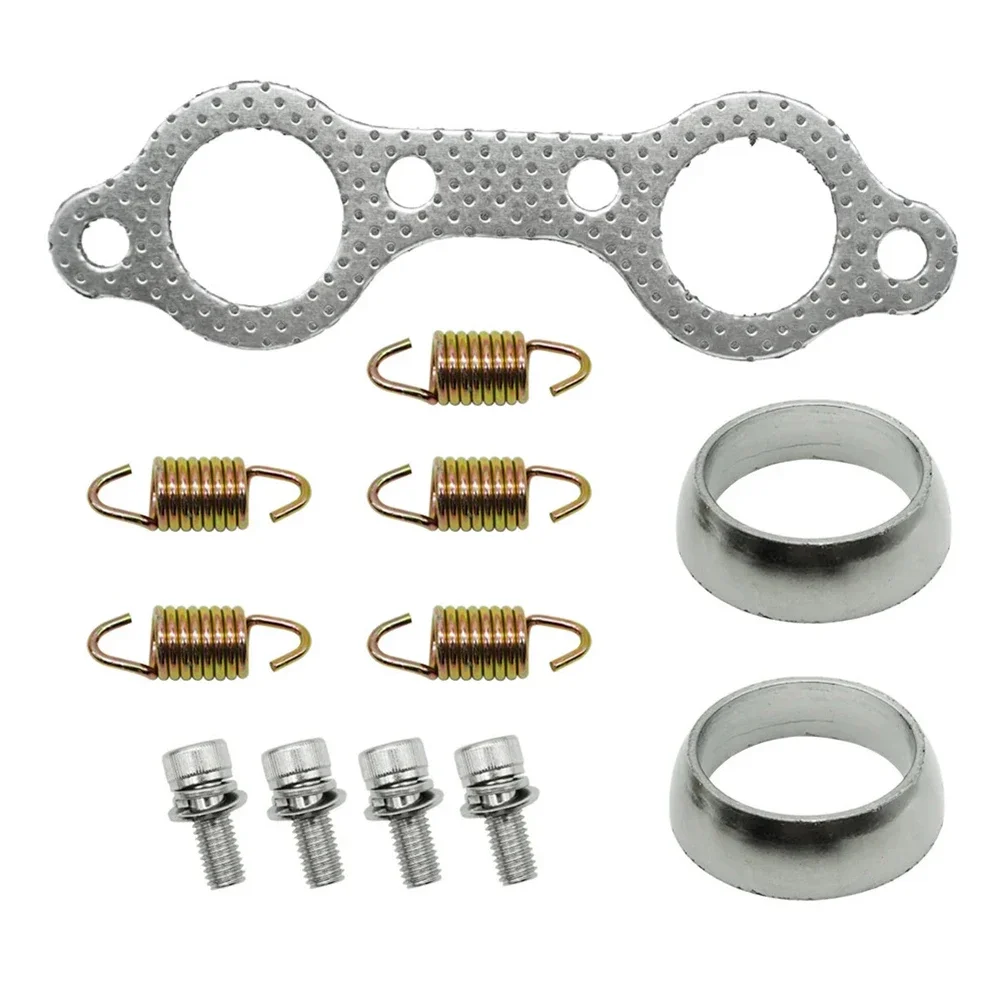 For Polaris Frontier Muffler Gasket Kit ATV Exhaust Repair Metal Complete Hardware Included Includes Mounting Bolts