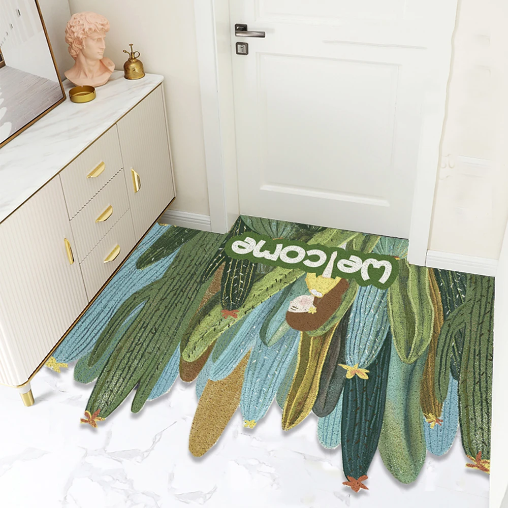 Cactus Indoor Outdoor Doormat Rubber Carpet Easy Clean Mud Absorbent Door Rugs Entry Way Welcome Doormat Floor Mat Rug for Patio