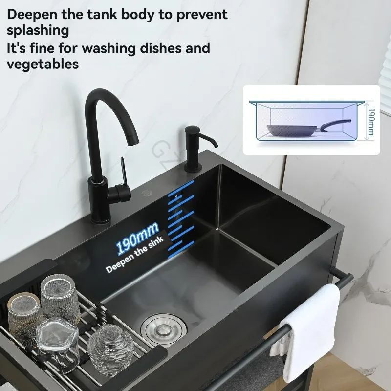 Floor Standing Stainless Steel Dishwashing Sink  A Multi-functional Sink  for Kitchen Balcony Laundry and Vegetable Washing