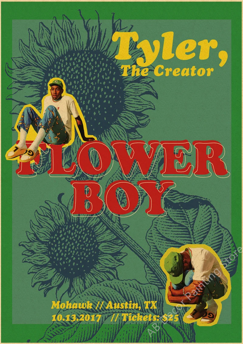 Flower Boy Tyler The Creator Poster Retro Kraft Paper Prints DIY Vintage Home Room Cafe Bar Art Wall Decor Aesthetic Painting