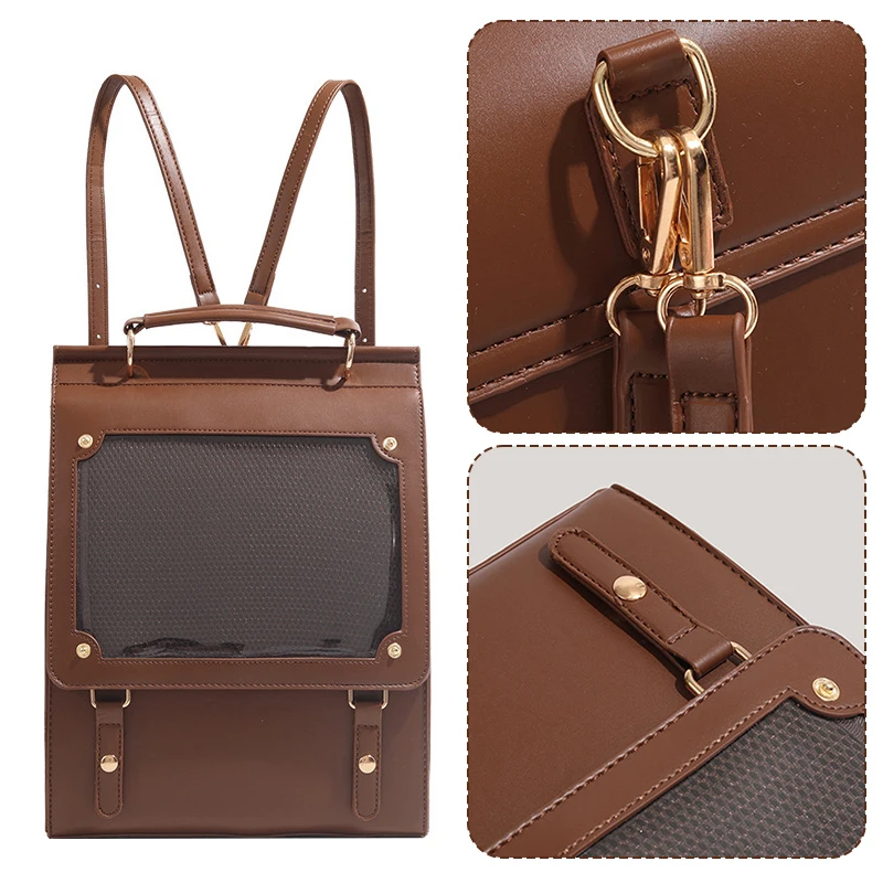 PU Leather Retro Casual Commuting Simple And Niche Original Design High-End Handbag Backpack Bar Bag For Women