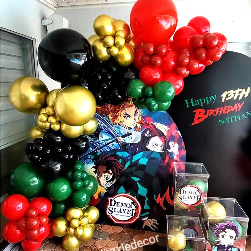 

Demon Slayer Anime Balloon Garland Arch Decorative Supplies Creative Assembly Kit for Birthday Themed Party