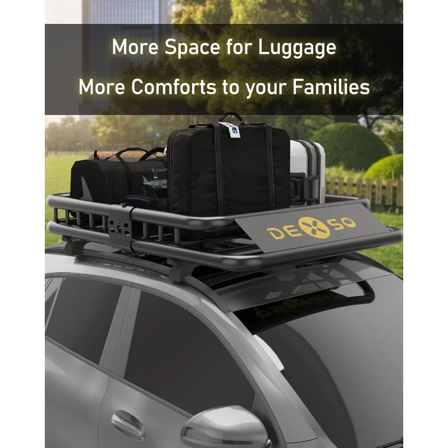 ตะแกรงหลังคาอเนกประสงค์ขนาด 46 x 36 นิ้ว พร้อมตาข่ายบรรทุกสัมภาระ รับน้ำหนักได้ 200 ปอนด์ ตะแกรงบรรทุกสัมภาระบนหลังคาแบบแข็งแรงทนทาน