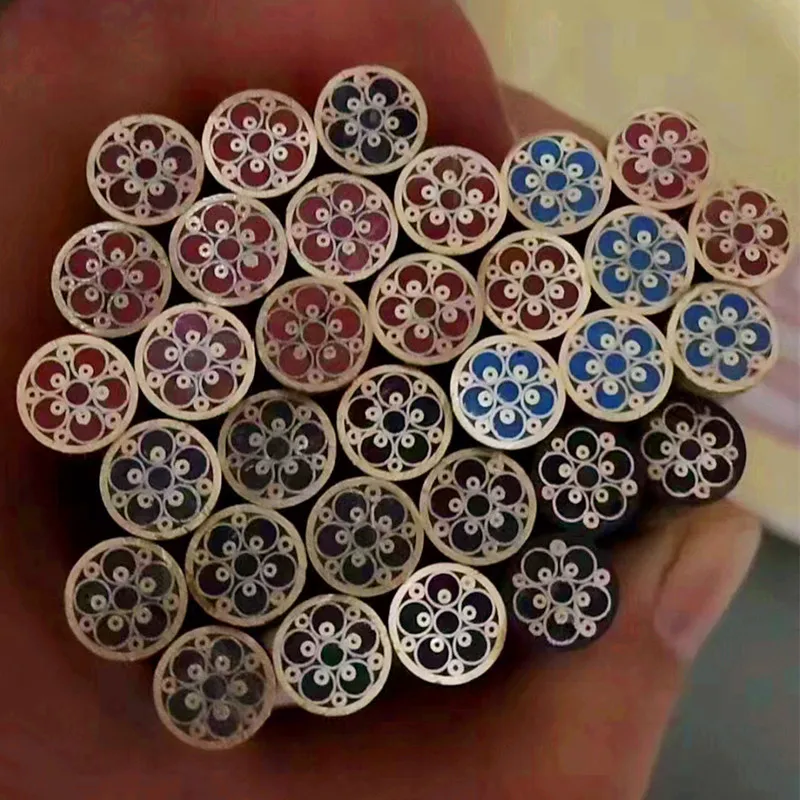 5 Colors 8mm Diameter Brass Tube Flower Patterned Mosaic Rivets Colored Screw Nail Pin for Knife Handle Scale DIY Making Part