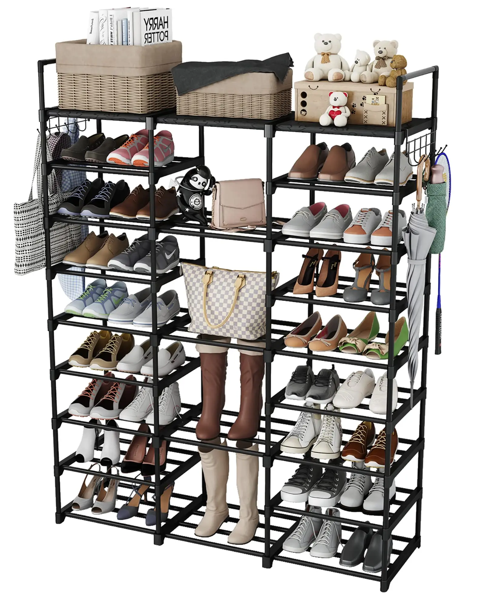 

！@Combohome Shoe Rack Organizer for Entryway Closet 9 Tiers Large Shoe Storage Shelf for 50-55 Pairs Shoe and Boots, Space Savi