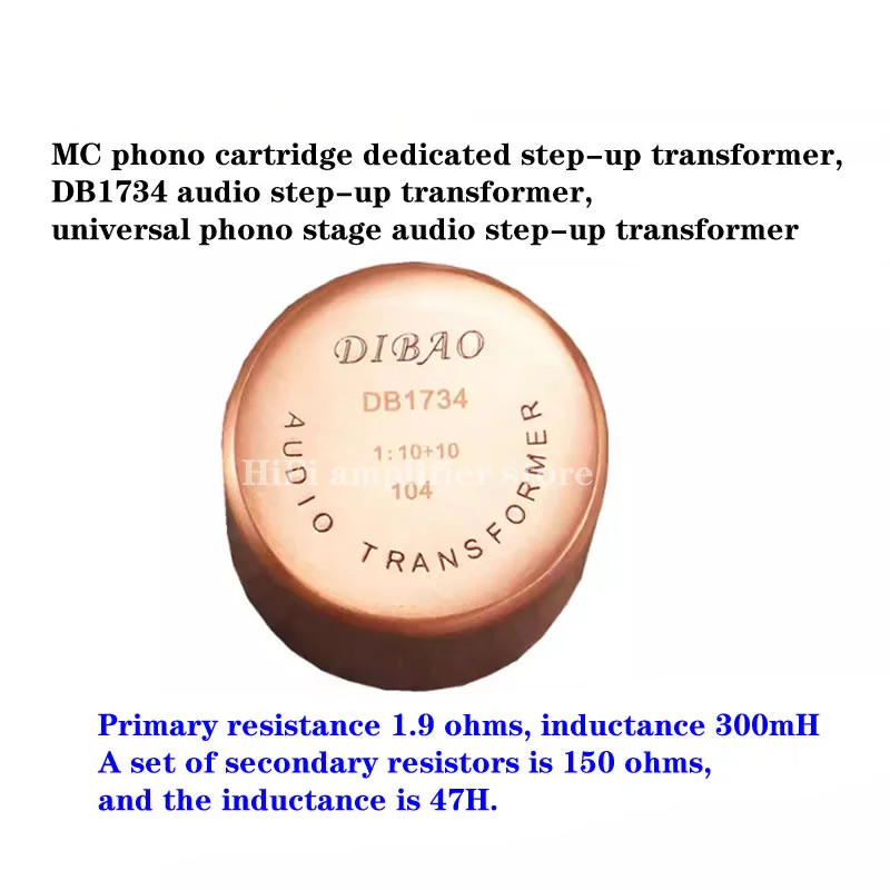 

1:10+10 MC phono cartridge dedicated audio step-up transformer DB1734, used as MC phono cartridge input and audio step-up