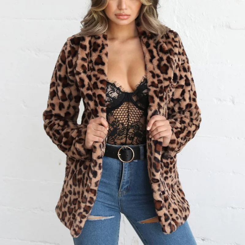 2025 السيدات الأوروبية الأمريكية الخريف والشتاء دعوى جديدة طوق ليوبارد طباعة معطف أعلى الإناث تنوعا الأزياء الرجعية #2