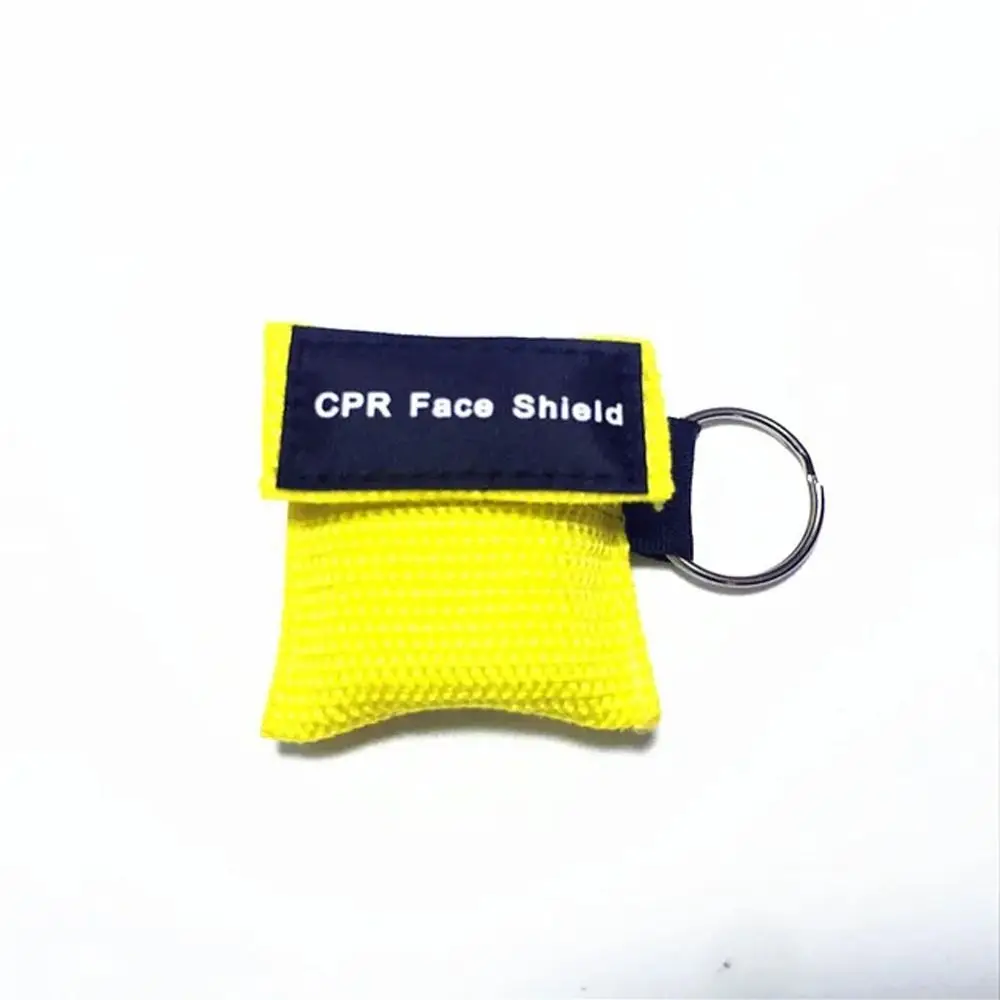 

Disposable CPR Mask One-way Valve Professional Emergency Face Shield Nylon Bag Keychain Ring Resuscitator Mask Adults Children