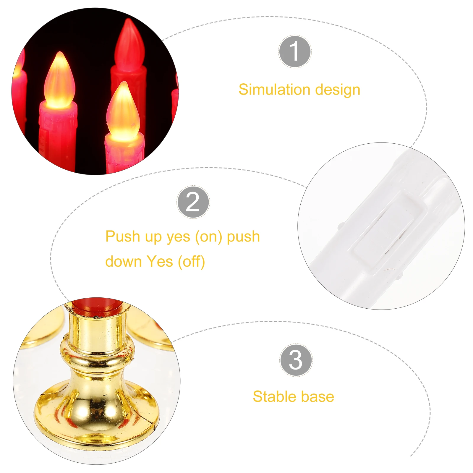 

12 Pcs Window Candles Flameless Electric for Windows Led Night Lamp Red Cordless