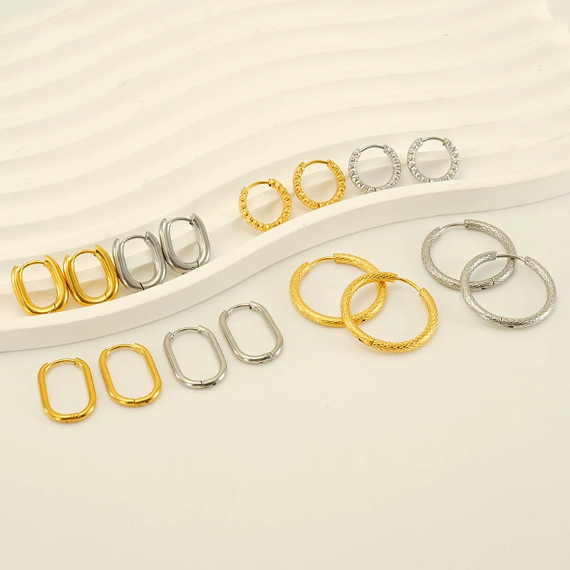

10 шт. 2025 Модные нишевые французские серьги-кольца из титановой стали для женщин, оптом, подарочные аксессуары, ювелирные изделия