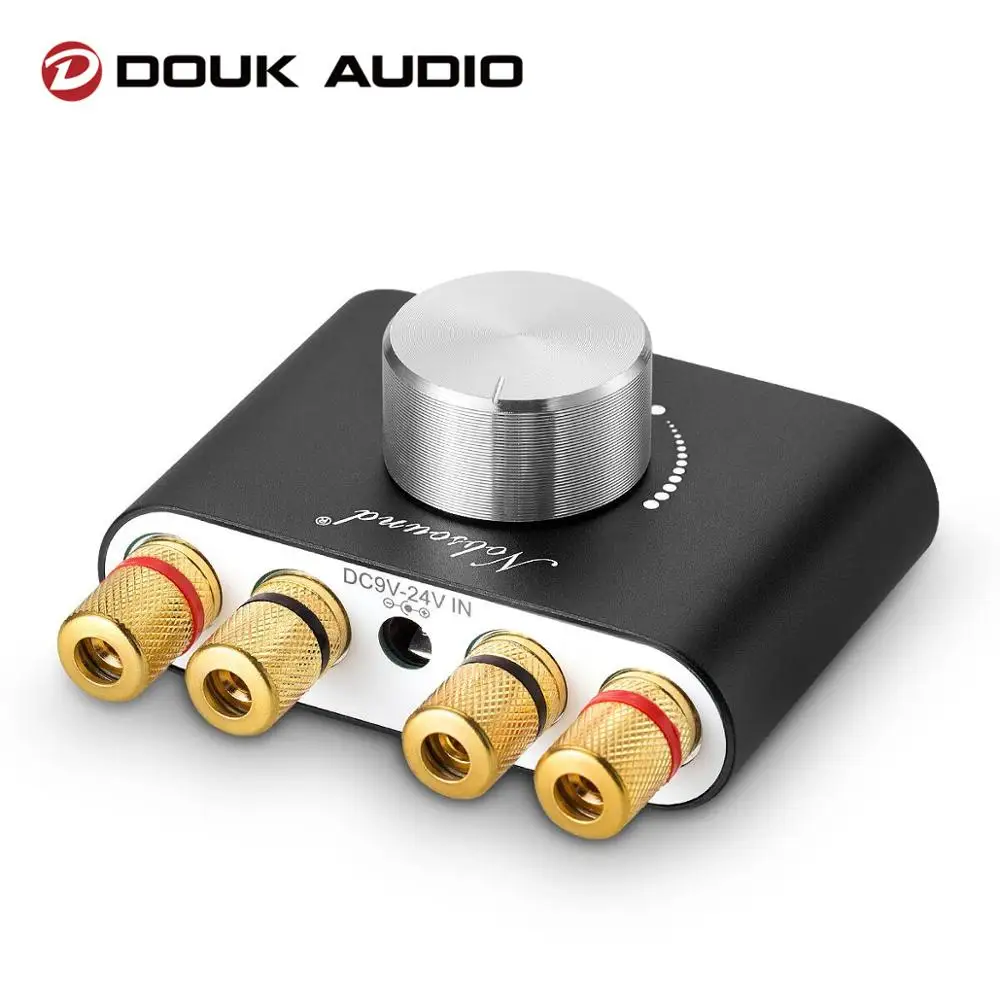 Douk Audio HiFi Bluetooth 5.0 Wzmacniacz mocy Mini TPA3116 Cyfrowy wzmacniacz audio na biurko stereo do samochodu domowego 50W + 50W