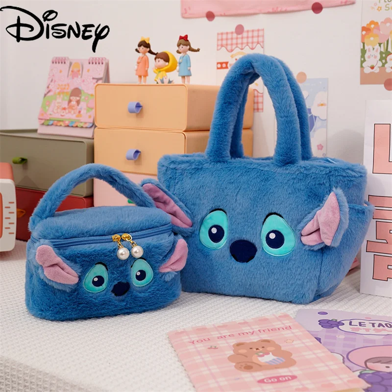 

Сумка из мультфильма «Лило и Стич» для девочек Disney Аниме Сумочка серии Lilo & Stitch Kawaii Милый мультфильм Плюшевая вышивка Bento Lunch Box Маленькая косметичка Подарок для ребенка Девушка