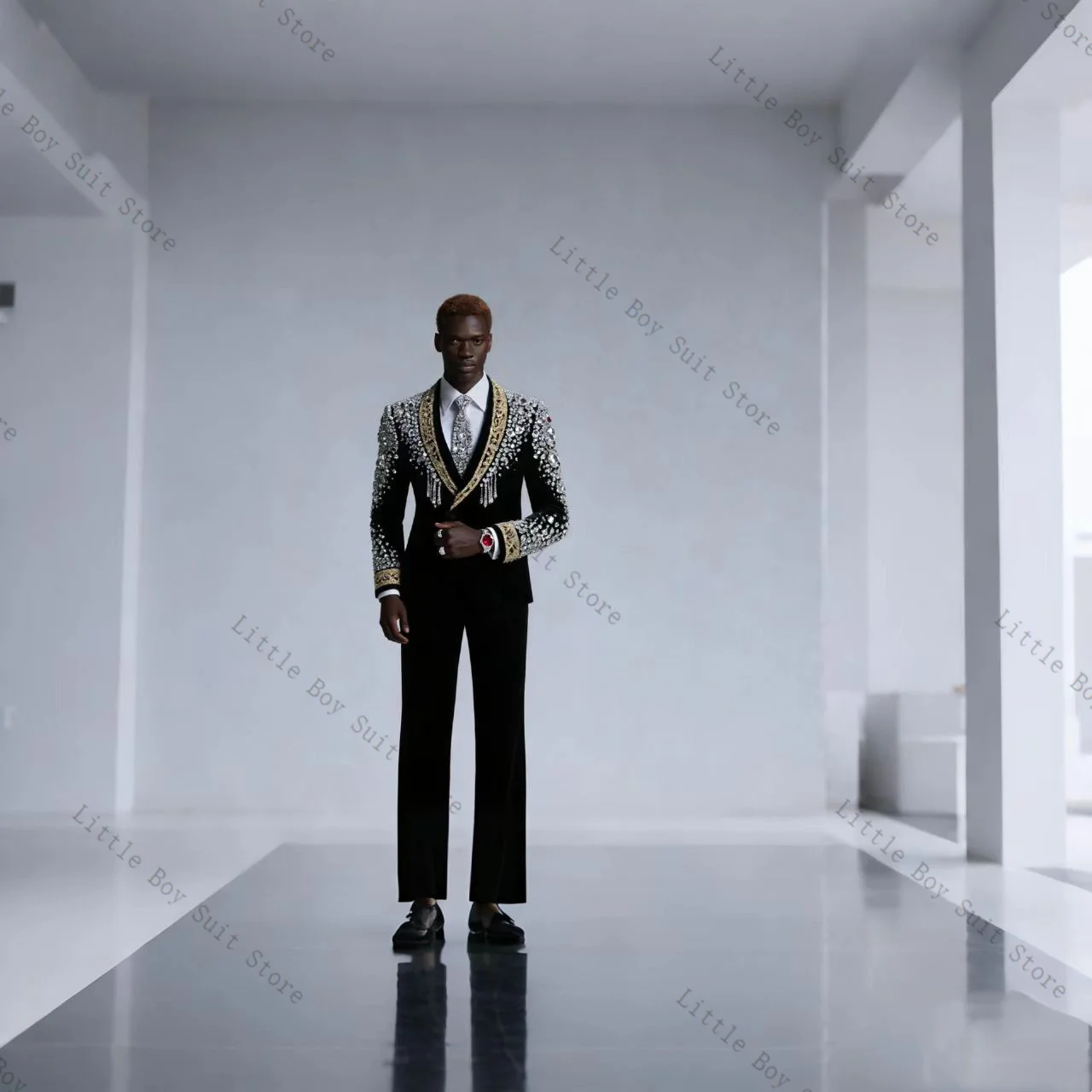 طقم بدلة رجالي كريستالز من قطعتين: جاكيت مخملي (بلازر) + بنطلون قطني، توكسيدو زفاف رسمي للمكتب والحفلات، قابل للتخصيص