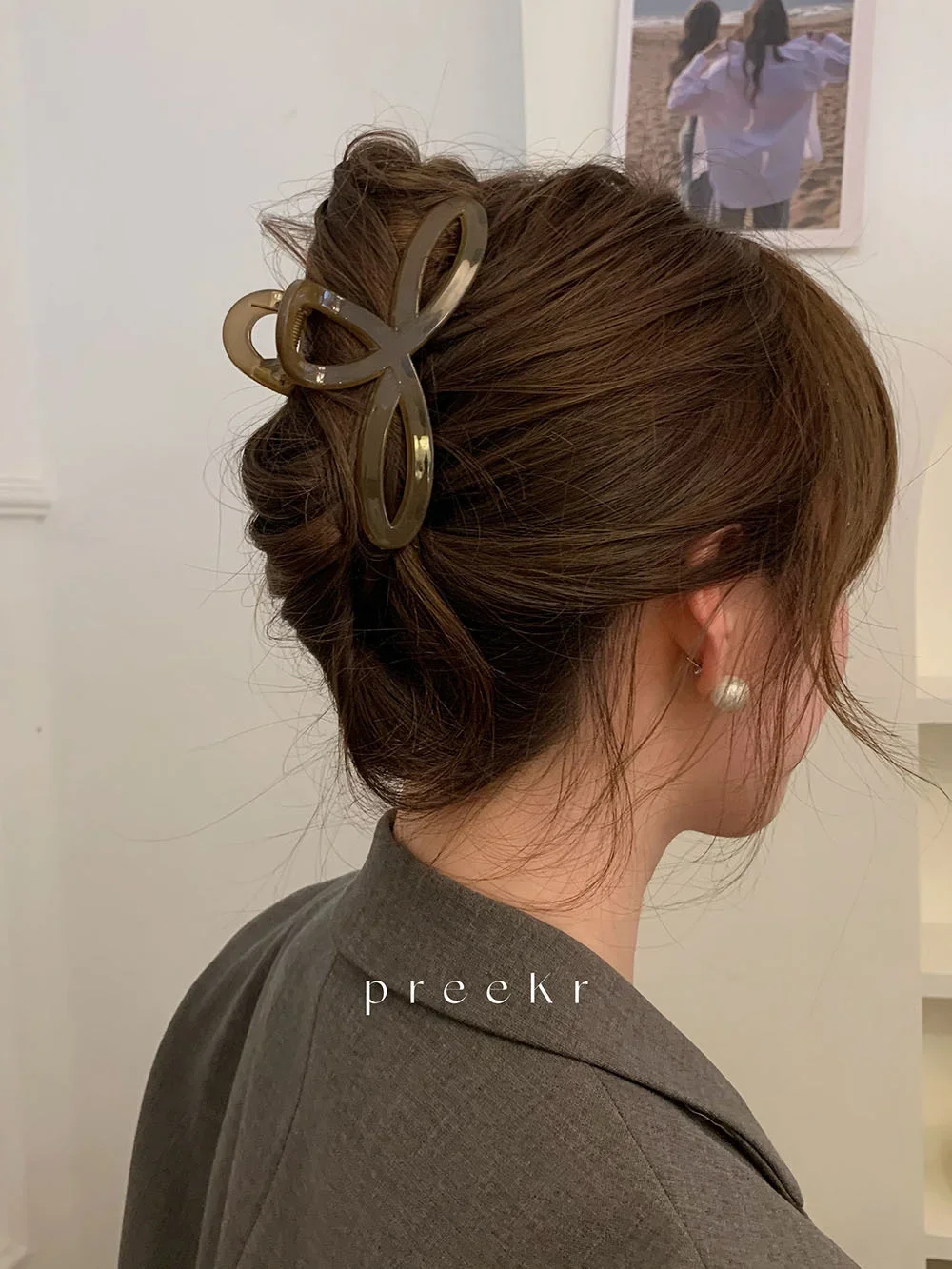 Elegant Bow Shark Clip Fashion Back Of Head Hair Clip Vintage Ponytail Fixed Hairgrips For Woman Simple Hollow Geometry Hairpin