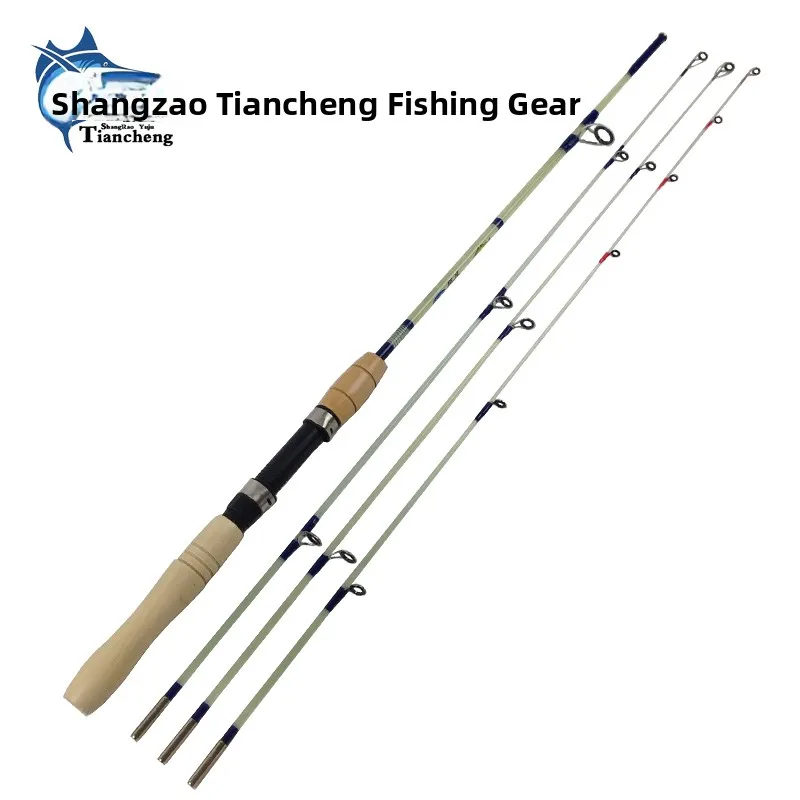 عصا صيد من الألياف الزجاجية الصلبة بمقبض خشبي حقيقي، عصا صيد بحري، عصا صيد بالطعم، خطاف للكاياك، عصا خيطية، معدات للتخييم في ...