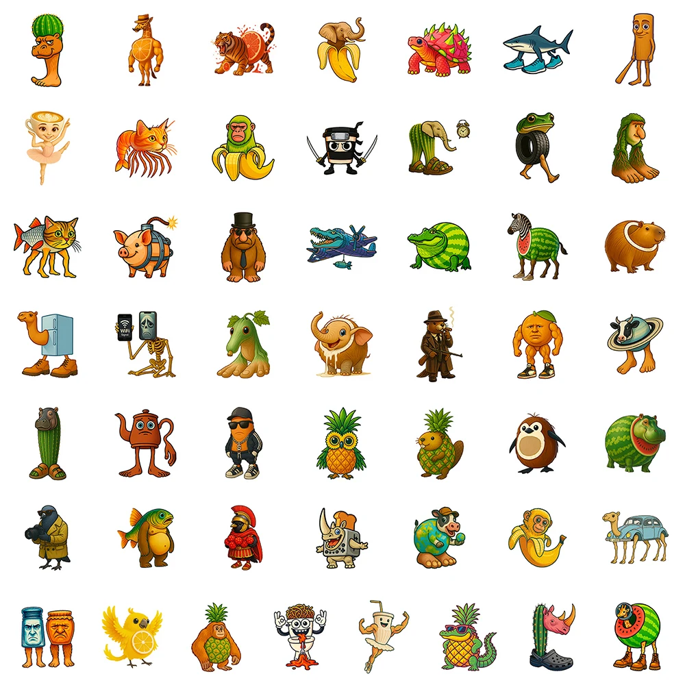 10/30/50pcs Tung Tung Sahur Funny Cartoon Stickers Italian Brainrot Abstract Animal Sticker Guitar Scrapbook Phone Decals Decor