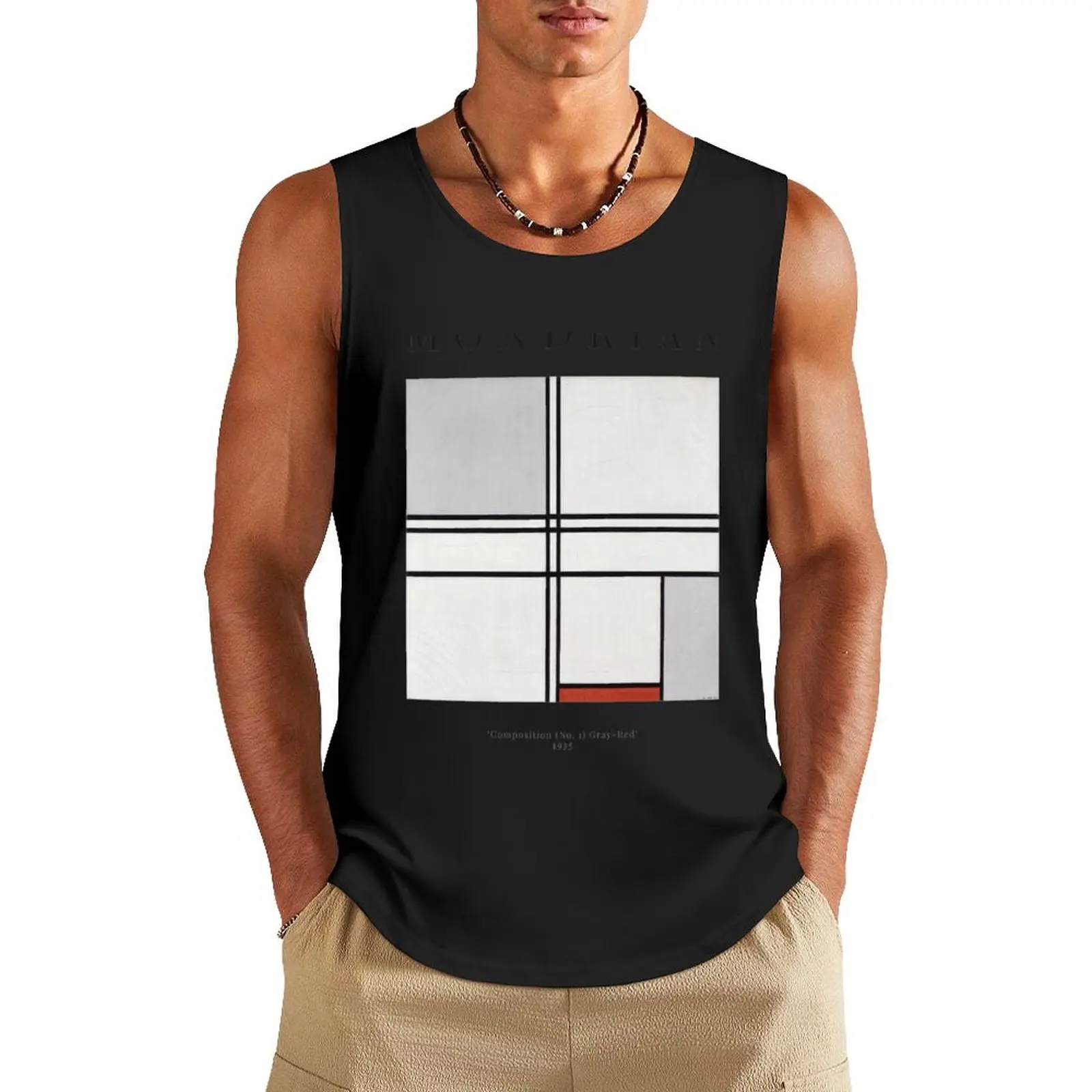 

Composition (No. 1) Gray-Red - Piet Mondrian - Exhibition Poster Tank Top plain t-shirt gym clothes man men gym clothing