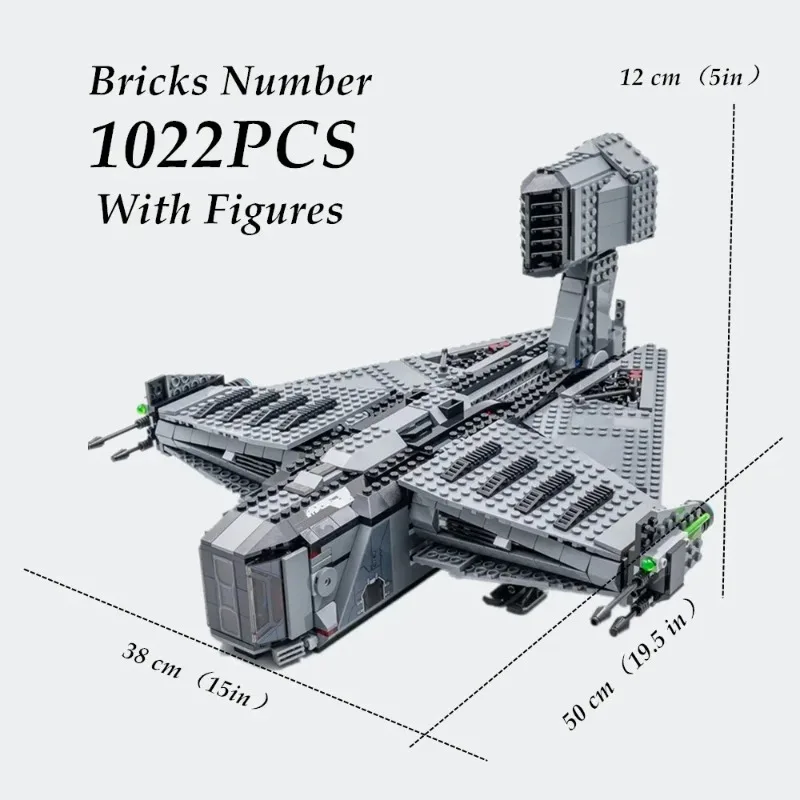 MINISO NEW 1022pcs star Space Airplane The Justifier Building Model 75323 Modified Version Bricks Assemble DIY Wars Toys Gifts