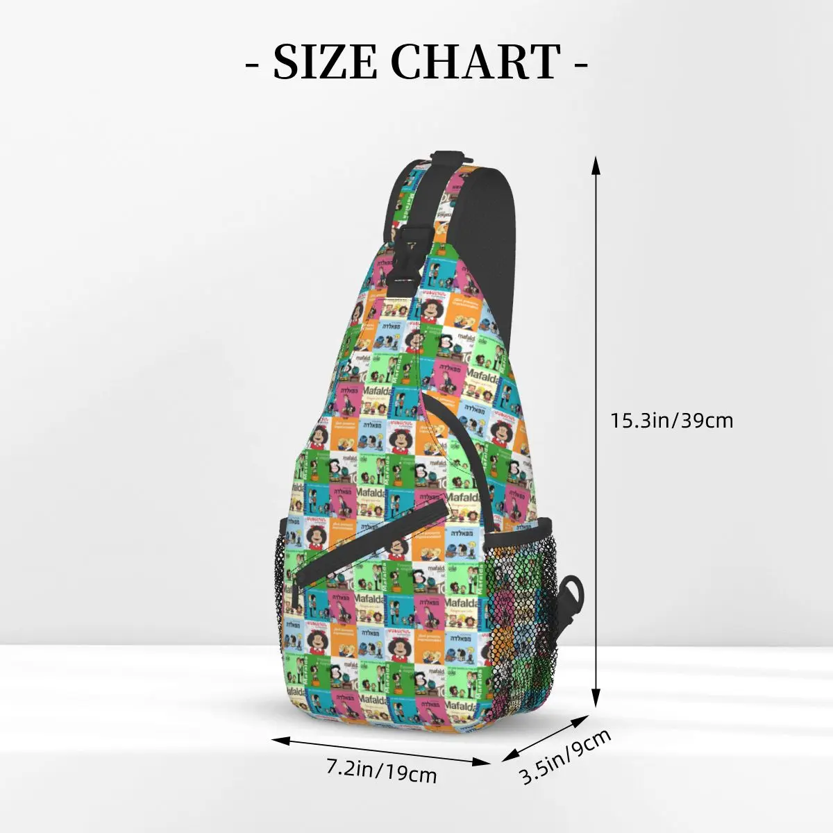 Anime Plaid Mafalda Cross body Schulter taschen coole Brusttasche Schulter rucksack Tages rucksack zum Wandern Outdoor-Fahrrad tasche