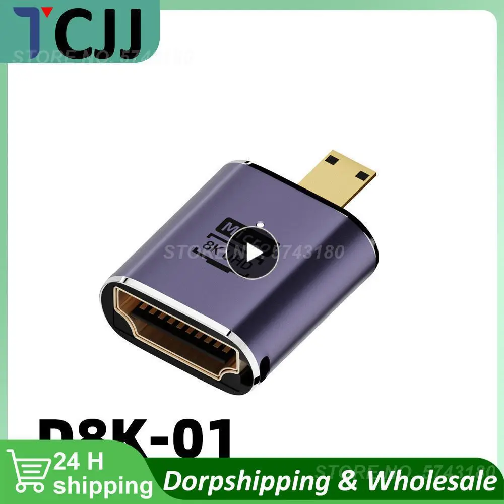 Degree Angled U-shaped L Converter Mini Male to HDMI-compatible 2.1V Female Extension 4K 5K 3D UHD 8K 60Hz Adapter