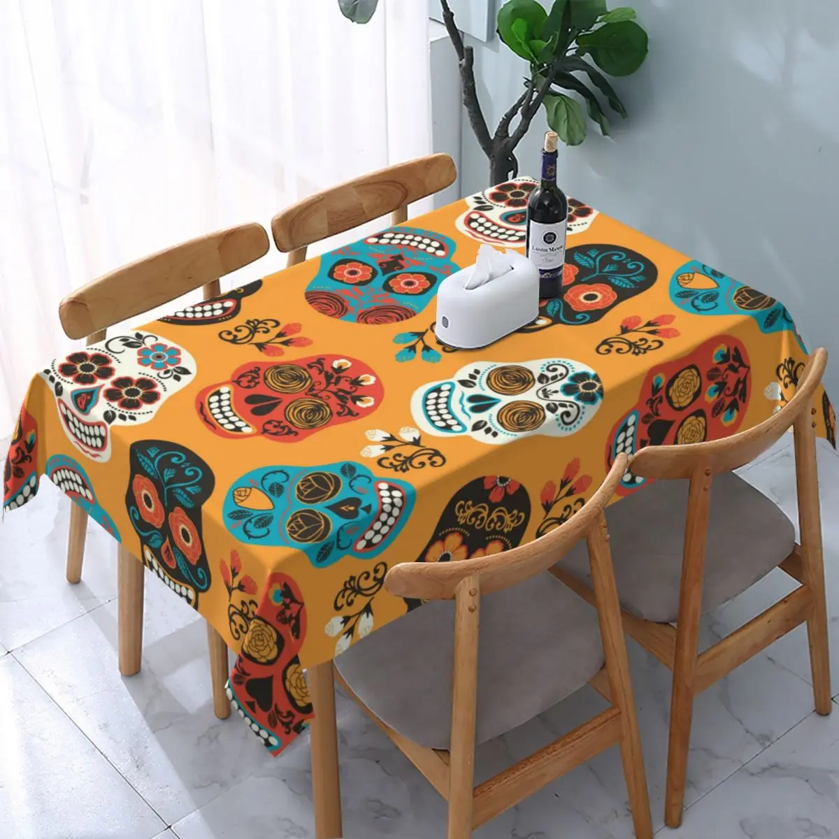 

Skull Pattern Tablecloth Rectangular Tablecloth Picnic Cloth Dustproof Washable Tablecloth Cover Nappe De Table Picnic Blanket