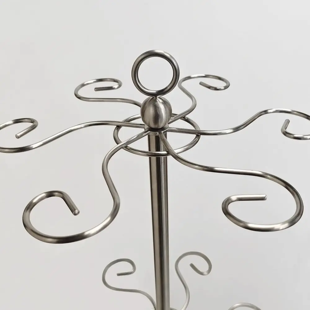 Sturdy Stainless Steel Wine Glass Holder - 12-Slot Marble Base Tabletop Rack for Stemware and Cocktail Glasses