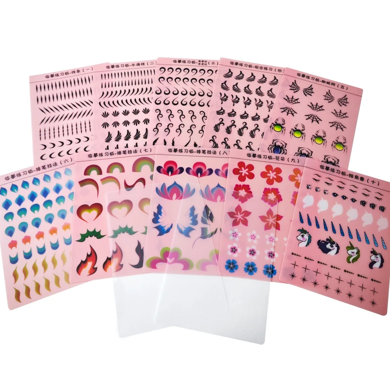 New 12pcs Reusable Painting Practice Template Festival Makeup  Essential For Practicing Basic Painting Skiils Face Paint Tool