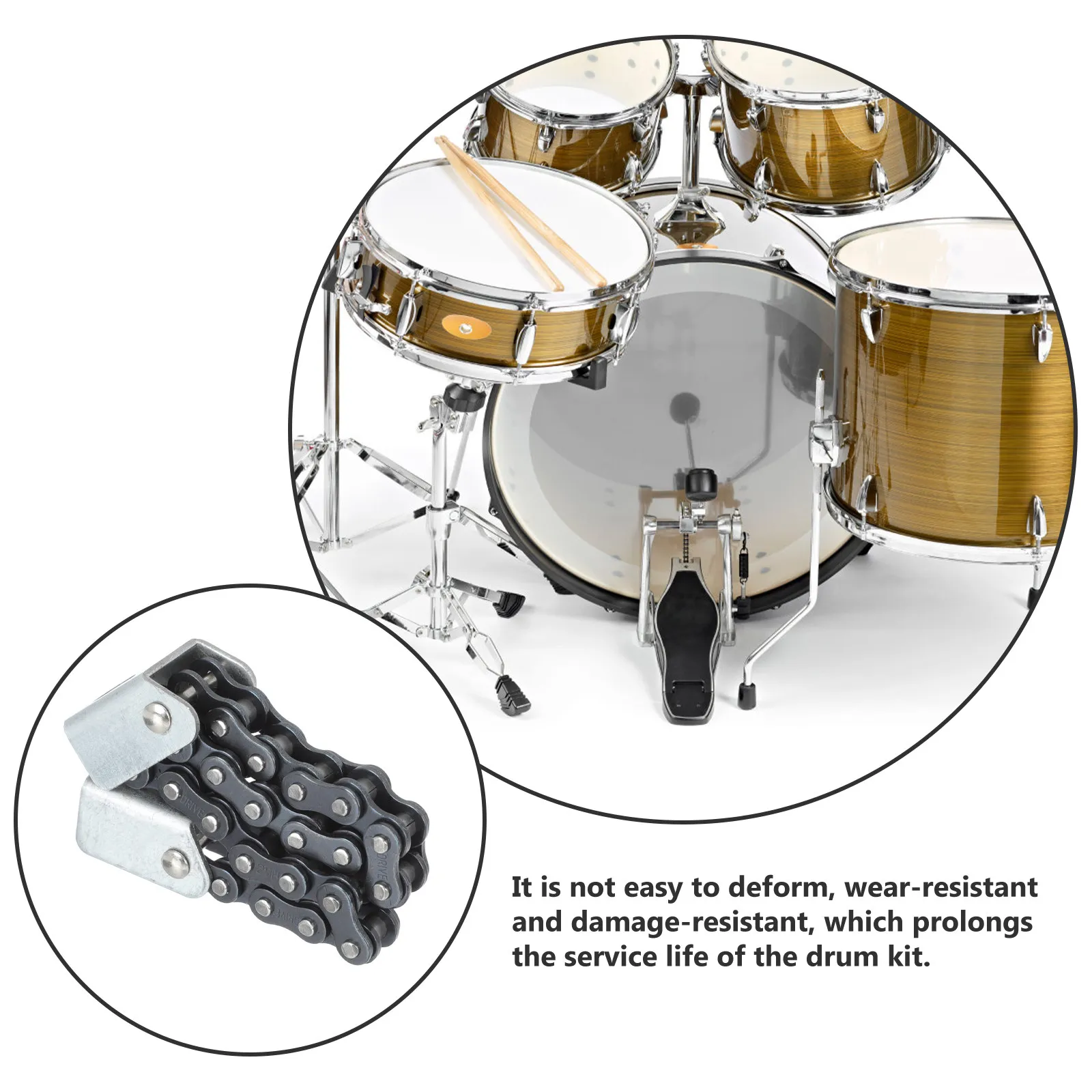 

Сменная цепь для педали бас-гитары, прочный, нержавеющий комплект, металлический аксессуар для педали, полезный инструмент для барабанов, принадлежности для барабанной установки