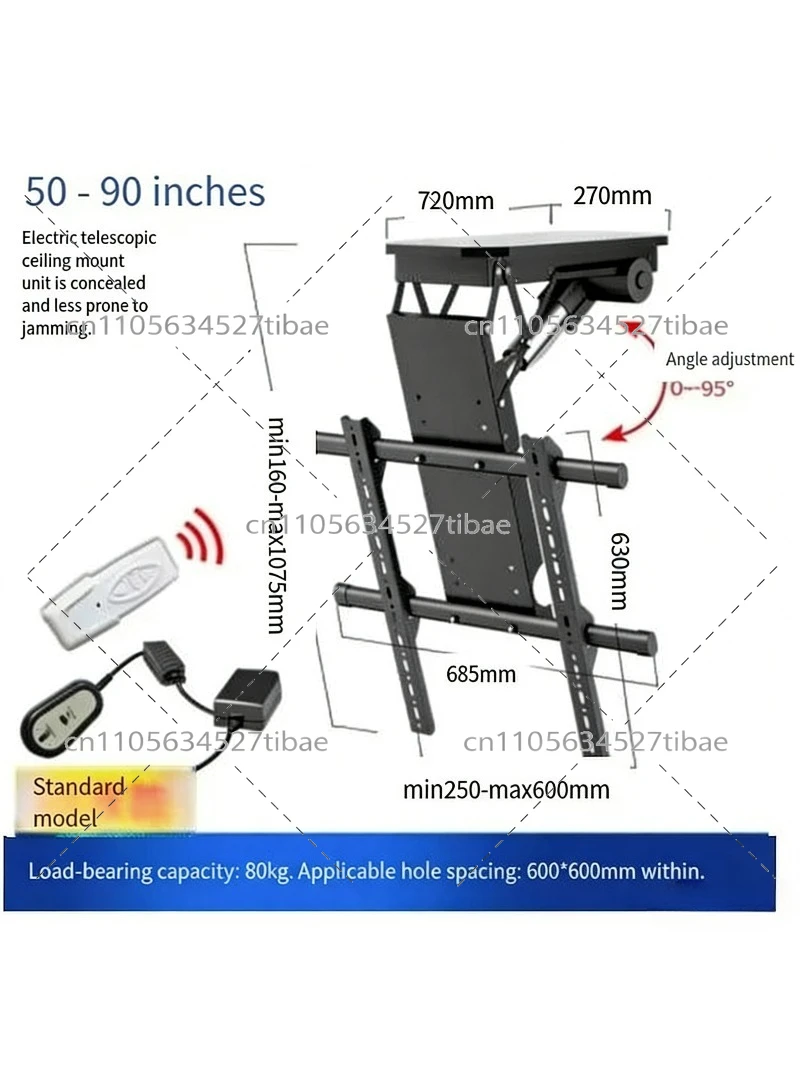 Electric Adjustable Motorized Ceiling TV Mount for 32-75 Inch Flat & Curved Screen | Flip Down Pitch Roof TV Wall Bracket