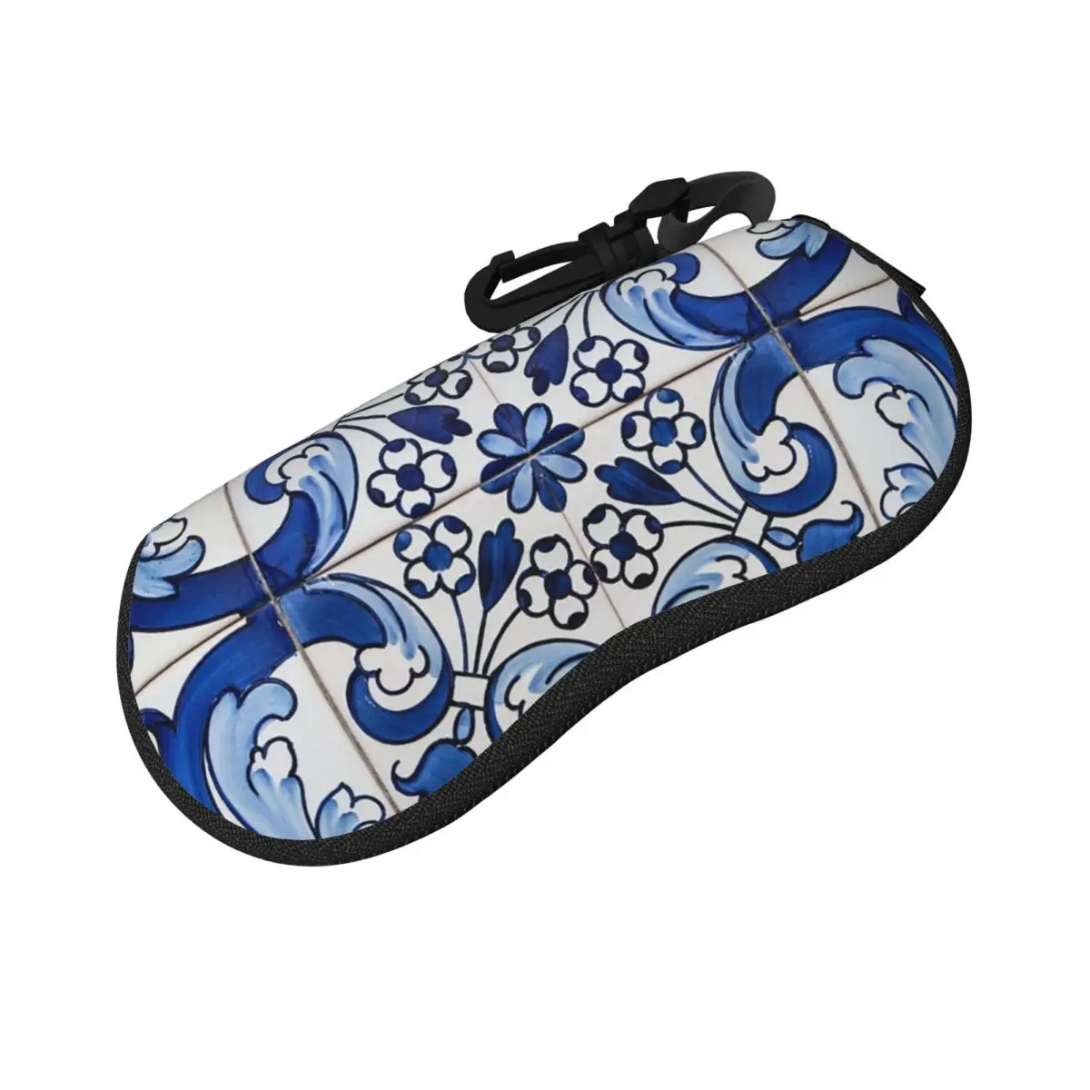 العتيقة الكلاسيكية لشبونة الأزرق Azulejo بلاط الأزهار نمط شل نظارات حالة النظارات الشمسية مربع النساء الرجال لينة النظارات حقيبة الحقيبة