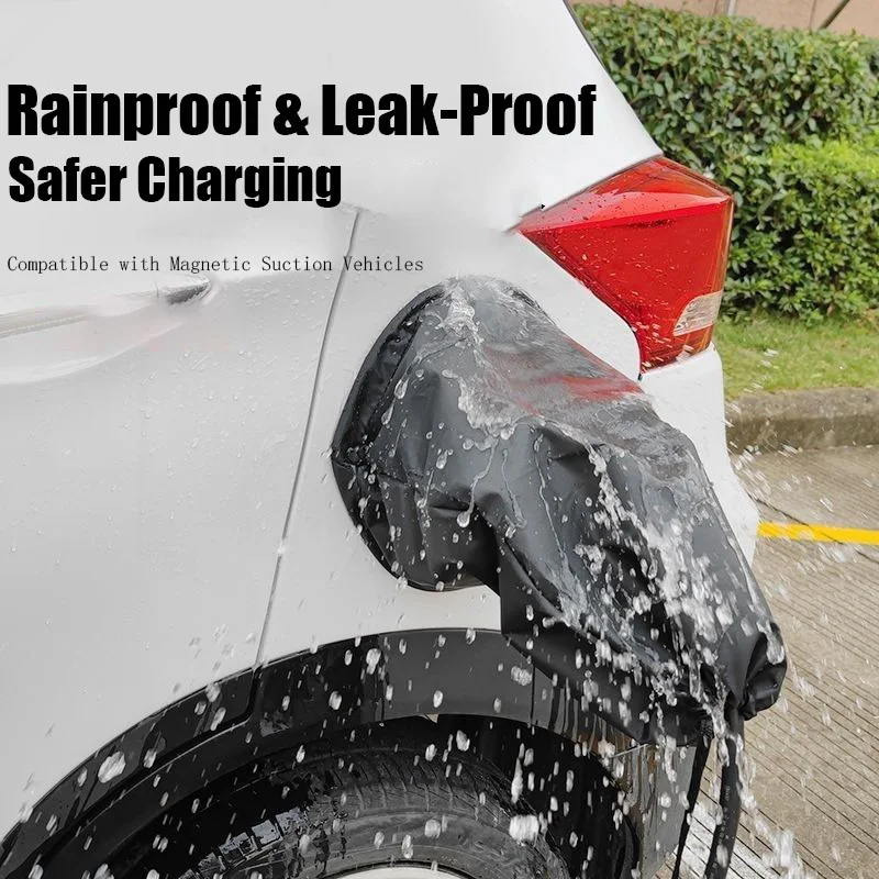 MOBIDEA Black EV Charging Port Rain Cover Waterproof Outdoor Protector for Electric Car Charger Gun