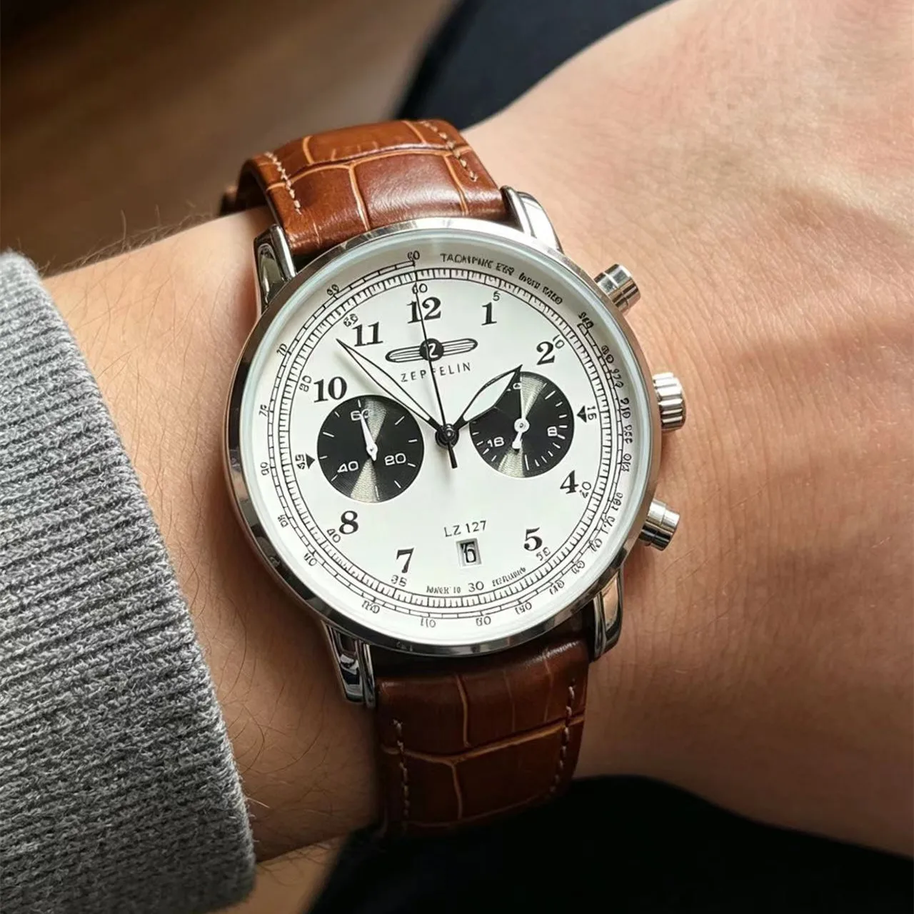 ファッションツェッペリン飛行船自動日付ギフト記念バージョンメンズレトロビジネスレジャーメンズ腕時計