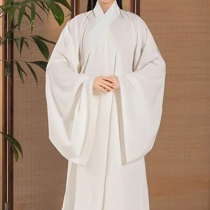 Hanfu Inner Robe Chinese Ming Dynasty Traditional Hanfu Lining Original White Inner Wear Clothing Taoist Robe Lingerie Costume