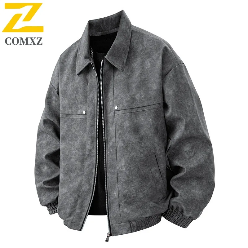 

COMXZ Men Jacket 2025 Comfort Outdoor Riding Windproof Coats Classic Turndown Collar Travel Lightweight Autumn New Clothing