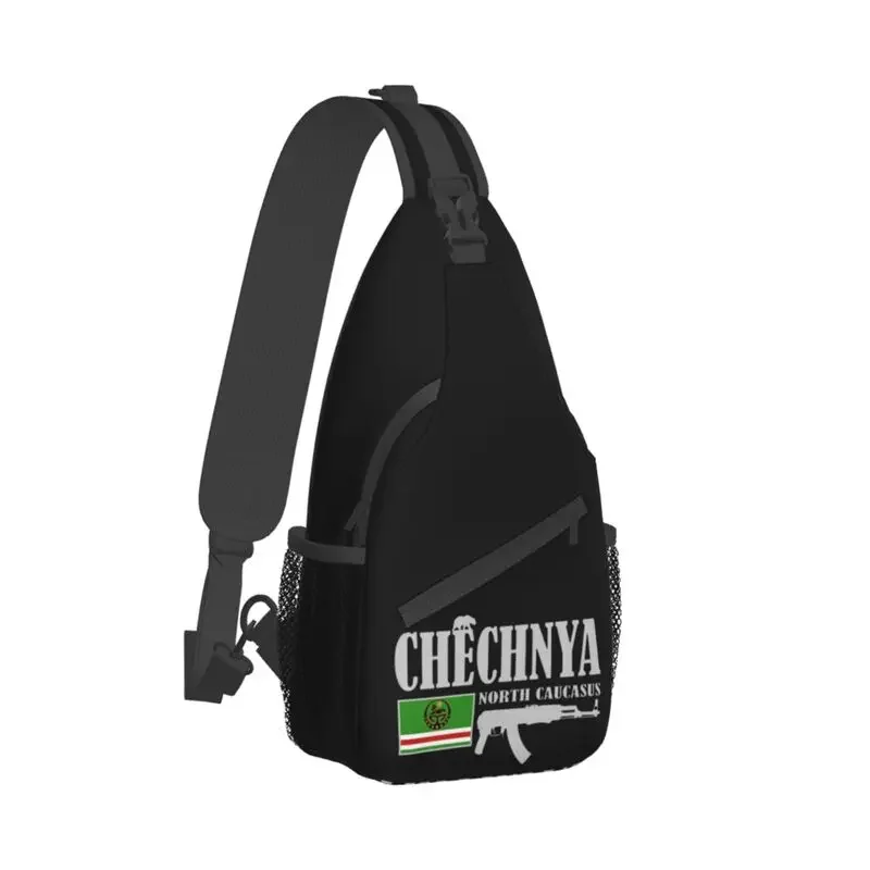 Cool Chechnya Fighter Crossbody Sling Backpack Men Chechen Flag Shoulder Chest Bag for Travel Cycling