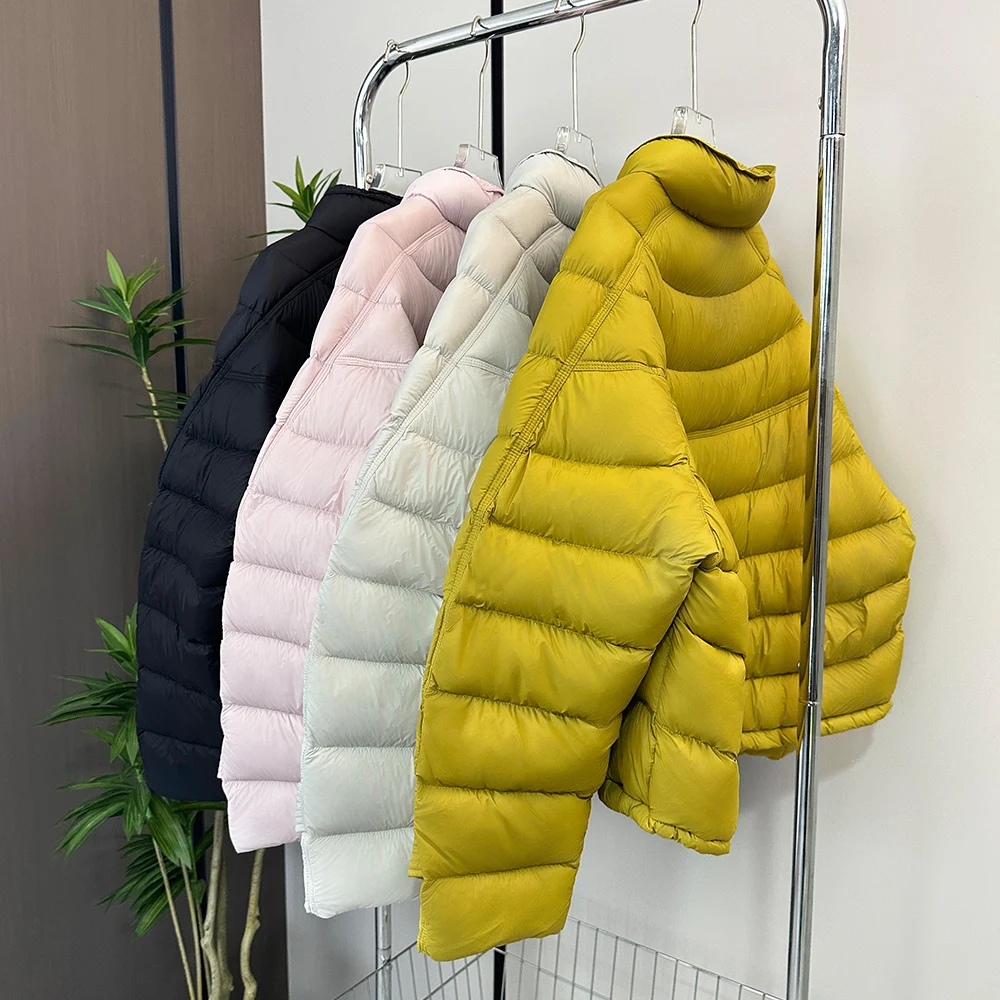 مبطن مضلع قصير فضفاض المرأة سترة منتفخة الوقوف طوق يندبروف مقاوم للماء خفيفة الوزن سحابة مثل الشتاء الدافئة أسفل معطف