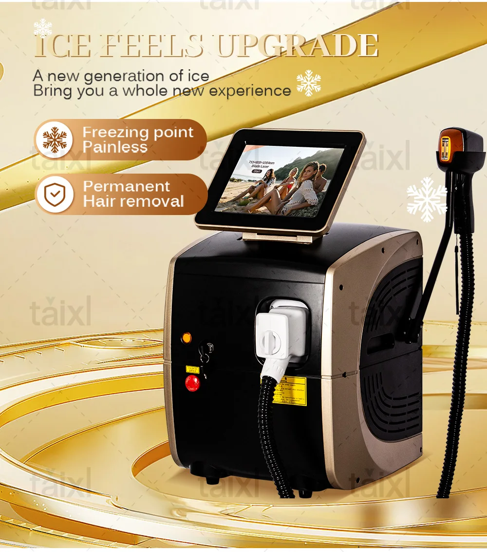 808nm ديود إزالة الشعر بالليزر 3000 واط جهاز دائم غير مؤلم للوجه تحت الإبط الجسم الكسندريت أداة إزالة الشعر المهنية