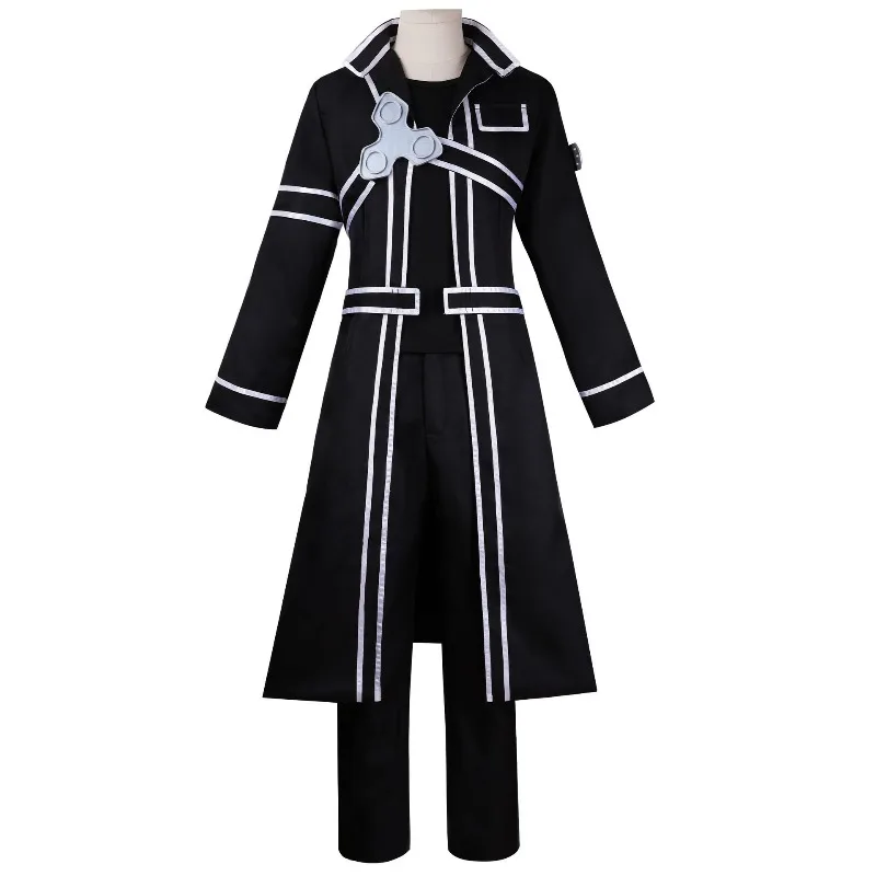 

Anime Kazuto Kirigaya Cosplay Kirito Uniform Sword Art Online Costume Jacket Shirt Pants Trench Wig Suit Party Outfit for Man