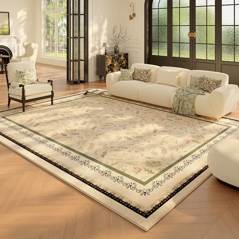 

Elegant Green Vines Living Room Carpet Foldable Machine Washable Coffee Table Anti-slip Floor Mat Bedroom Bedside Soft Rug Tapis