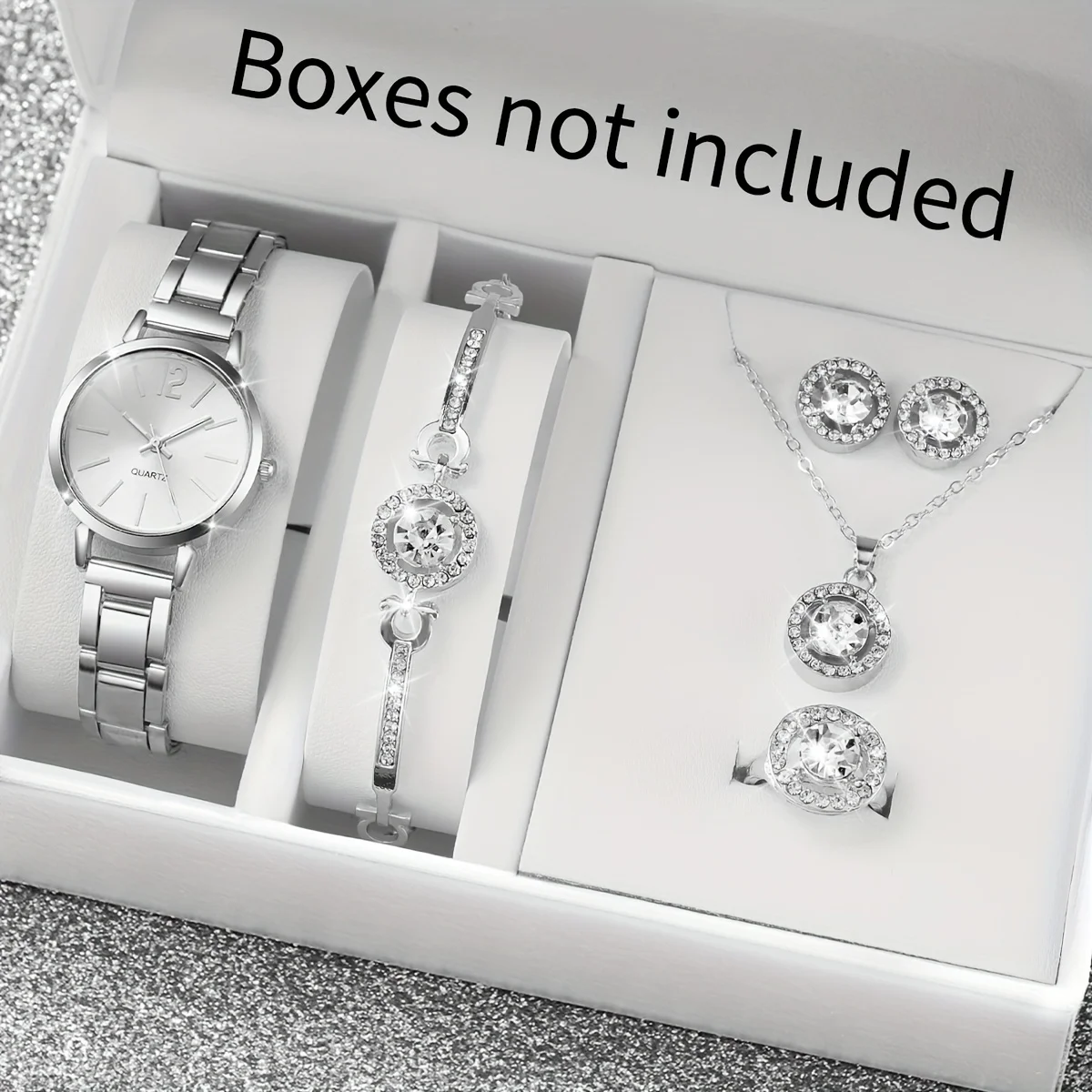 Elegant Quartz Women’s Watch & Jewelry 6-Piece Set - Stylish Steel Band, Perfect Gift for Her