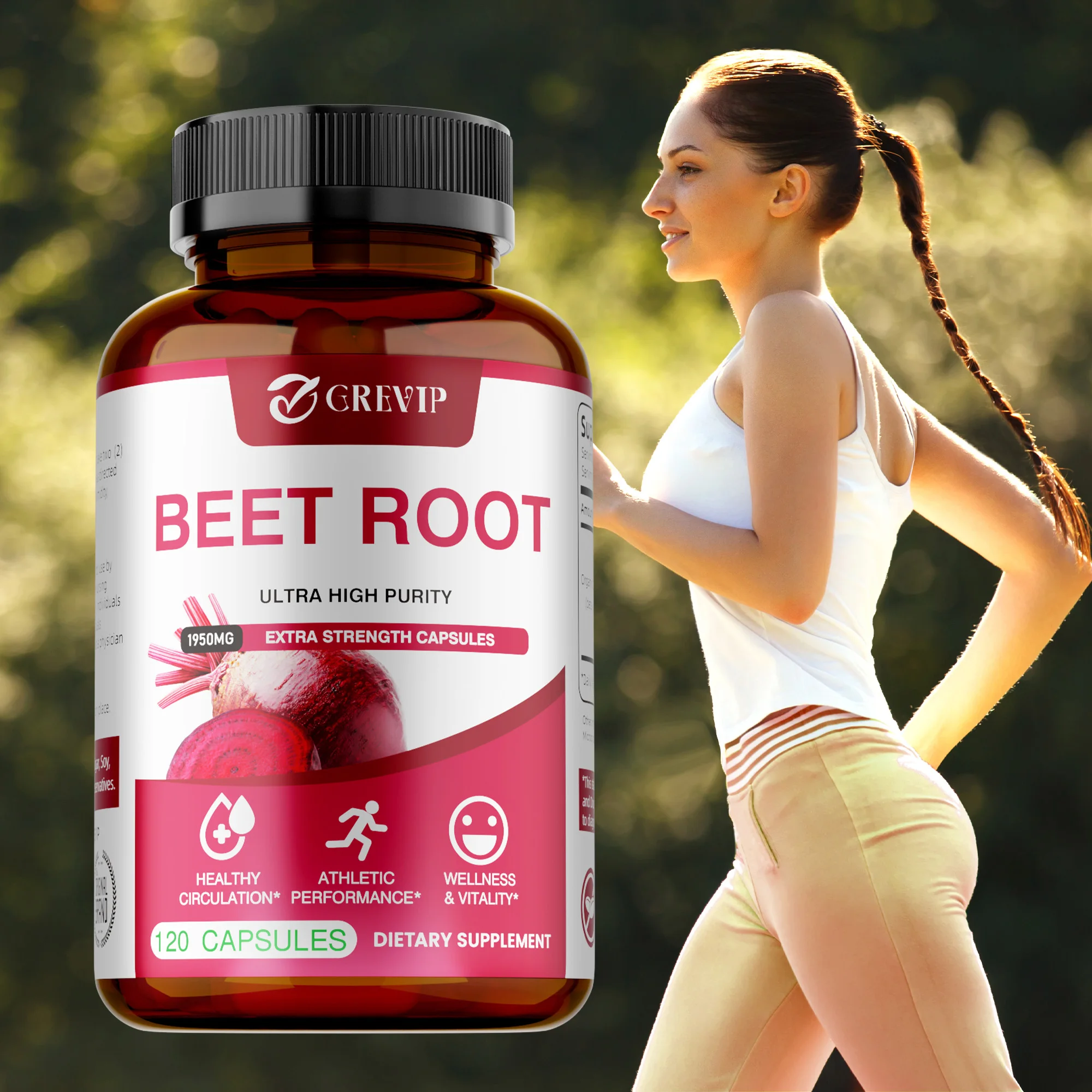 

Beet Root Capsules - Blood Pressure Support, Heart Health, Improves Circulation, Blood Flow Supplement, Enhances Immunity