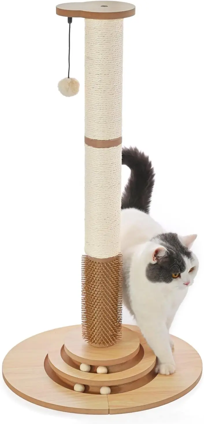 

Made4Pets Cat Scratching Post Premium Sisal Cat Scratcher Kitten Toys for Indoor Kittens 33.6" Tall Cat Tower Scratch Po