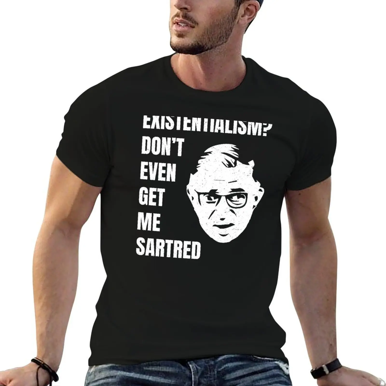 Jean-Paul Sartre - Existentialism T-Shirt Luxury man clothes shirts men