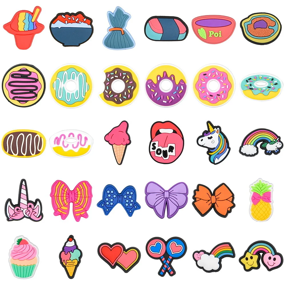 Cartoon DIY Food Shoe Charms Icecream Sushi Doughnut Shoe Decoration Lovely Rainbow Clog Charms Kids Birthday Gifts