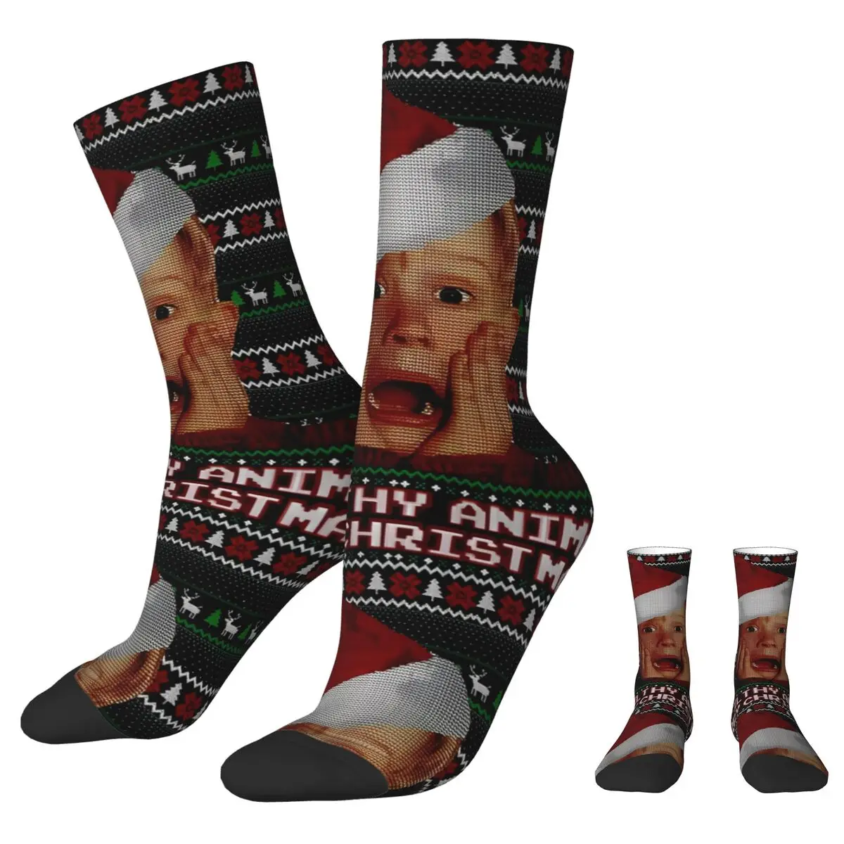 Home Alone Stockings meme Pattern Retro Socks Winter Anti Bacterial Socks Unisex Men Outdoor High Quality Socks