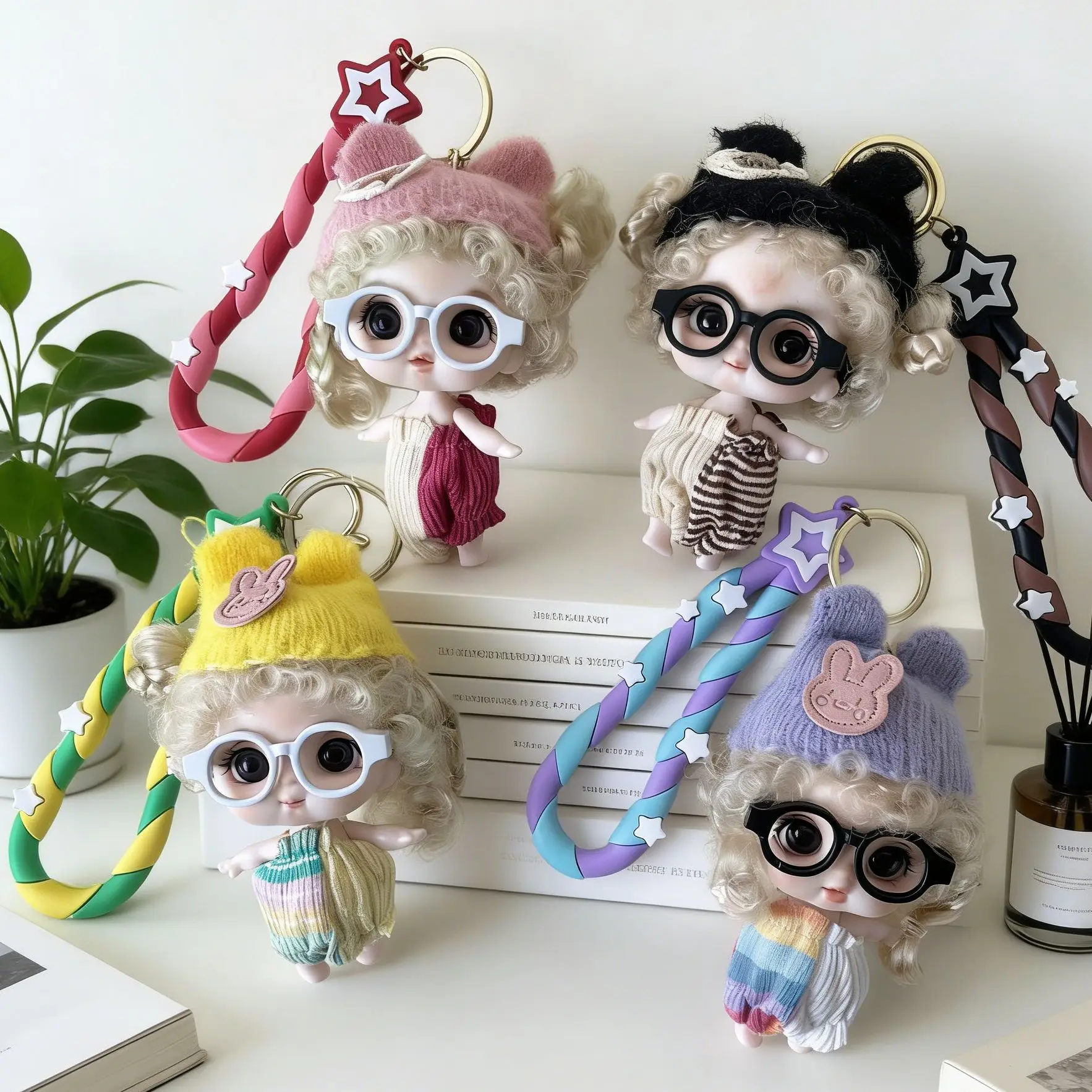 1/12 Kawaii Princess Dolls Keychain Joints Movable Little Loli BJD OB11 Doll For Car/Bag Keychain Exquisite Doll Charm Cute Gift