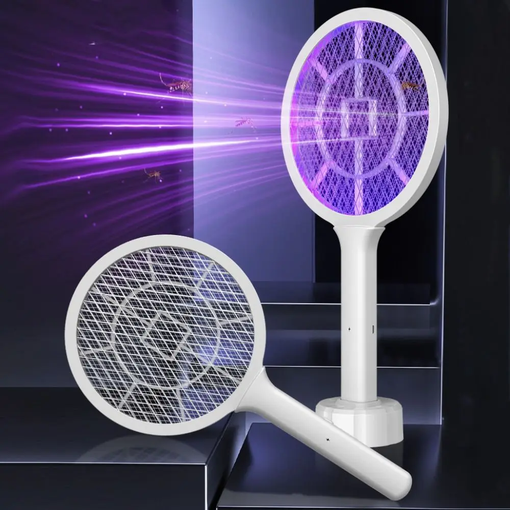 2-in-1 Electric Mosquito Swatter Electric Shock Automatic Fly Swatter USB Rechargeable Efficient Mosquito Killer Lamp