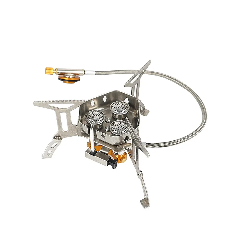 Outdoor Portable Three Head Stove Camping Windproof Stove Camping Picnic Burner Outdoor Folding Gas Stove Upgrade New Indulgence