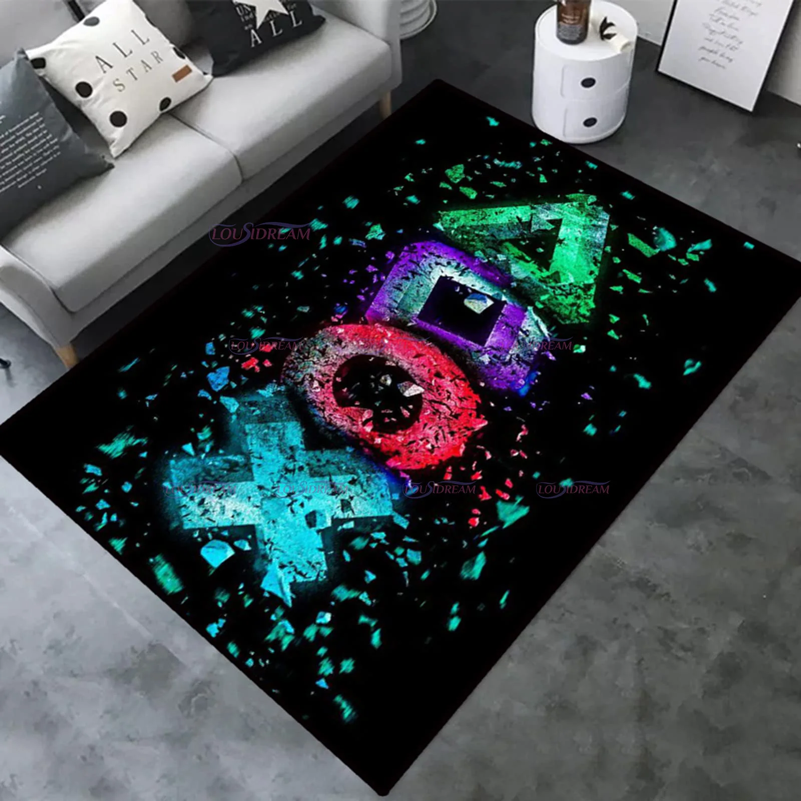 Large Game Area Rugs Game Consoles Carpets Non-Slip Video Games Mat Home Decoration Sofa Floor Rugs for Teen Boys Kids Game Room